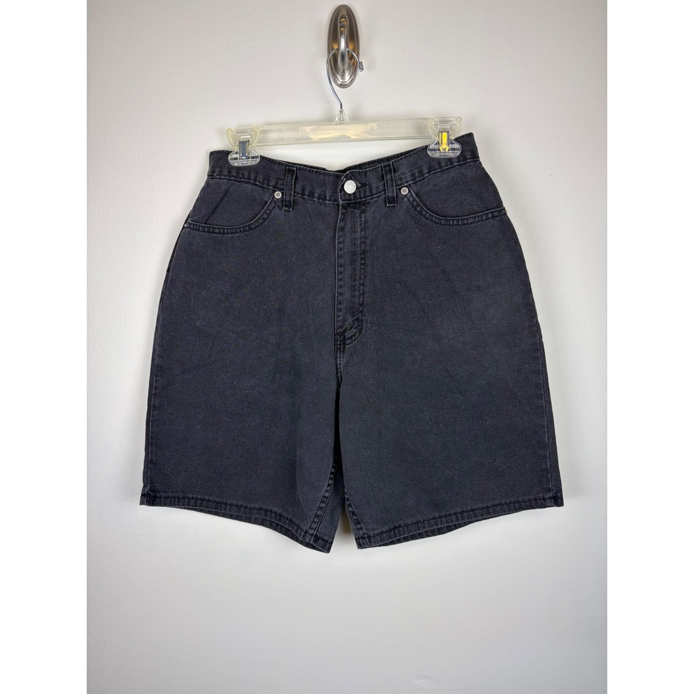 Faded Glory Denim Mom Shorts 12 28" Black Vintage 90s High Waisted Jorts Cotton